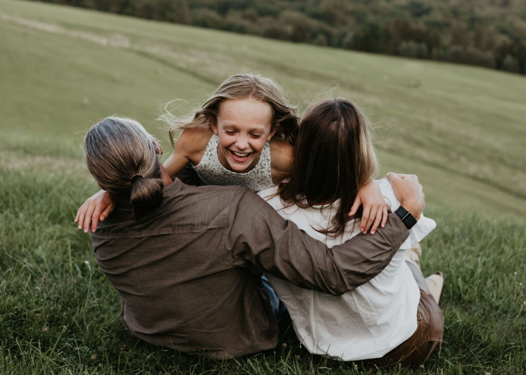 daughter hugs her parents at their home in pittsburgh pa